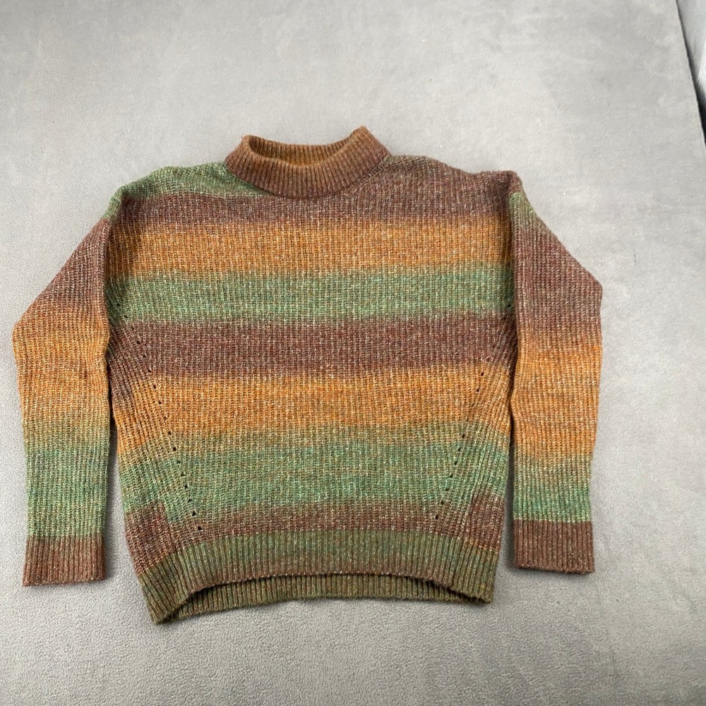 Belle by Belldini Multi Color Striped Mock Neck Wool Blend Sweater Coogie Style